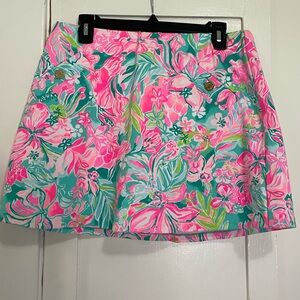 Lilly Pulitzer Pink and Green Floral Mini Skirt skirt size large